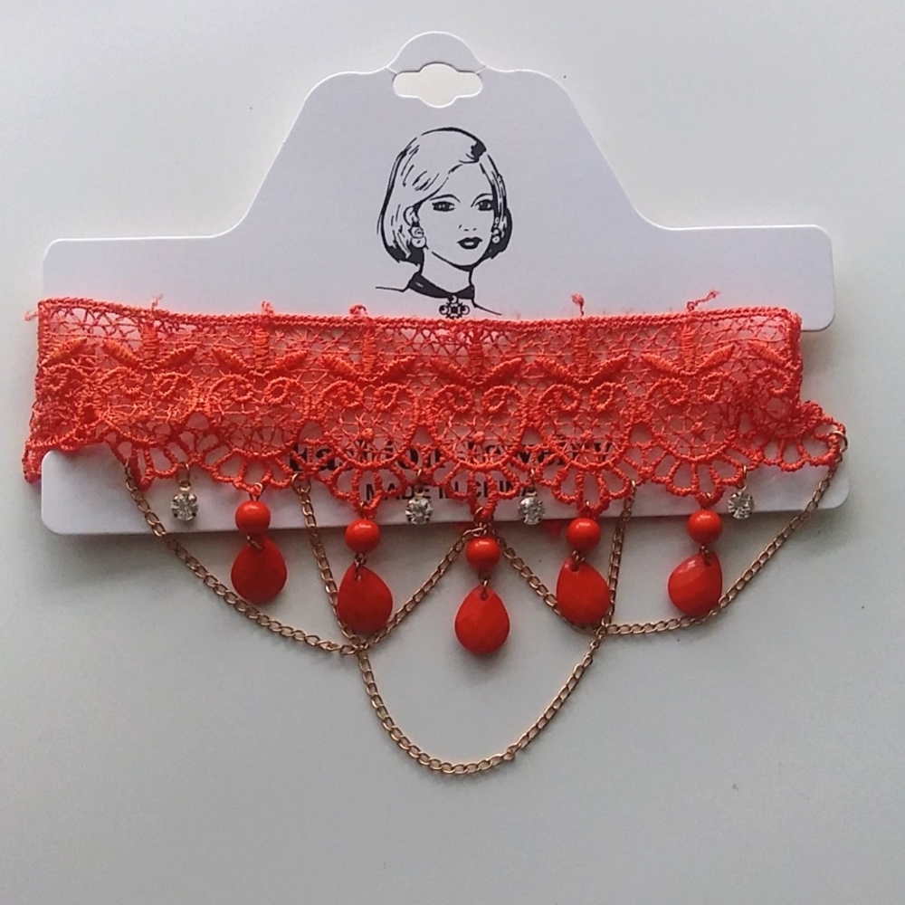 New Orange Choker Necklace Fashion Jewelry